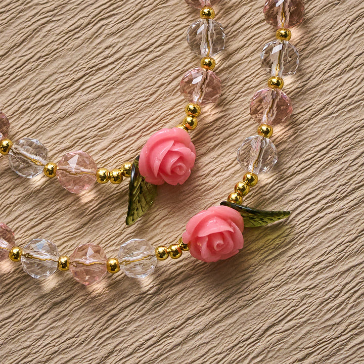 SolaceBeads Clear &amp; Pink Crystal Rosary with Pink Rose Pater Beads: Gentle Bloom for Your Daily Prayer - image 5