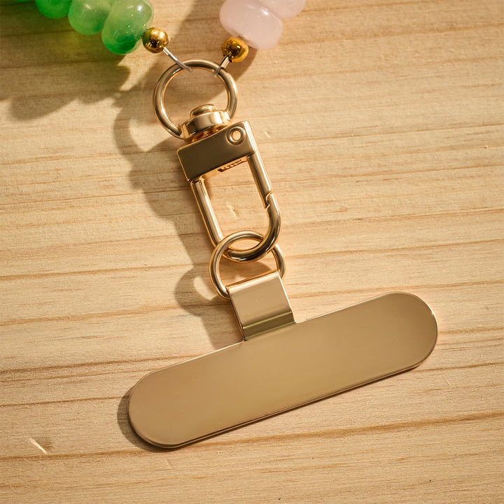 SolaceBeads Pink Green Quartzite Bead Phone Charm with Acrylic Cross: Fresh Serenity for Daily Use - image 4