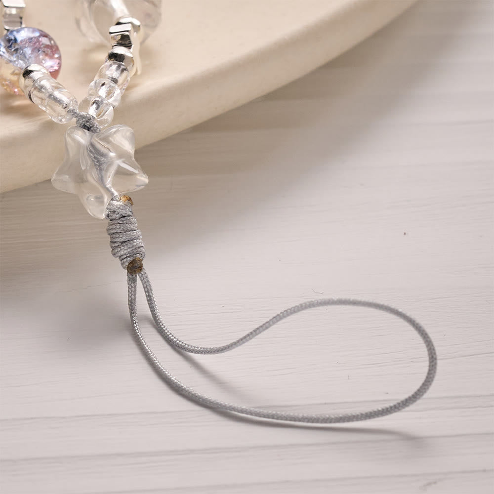 SolaceBeads Pastel Pink-Blue Gradient Glass &amp; Star Phone Charm: Soft Sparkle for Your Daily Carry - image 3