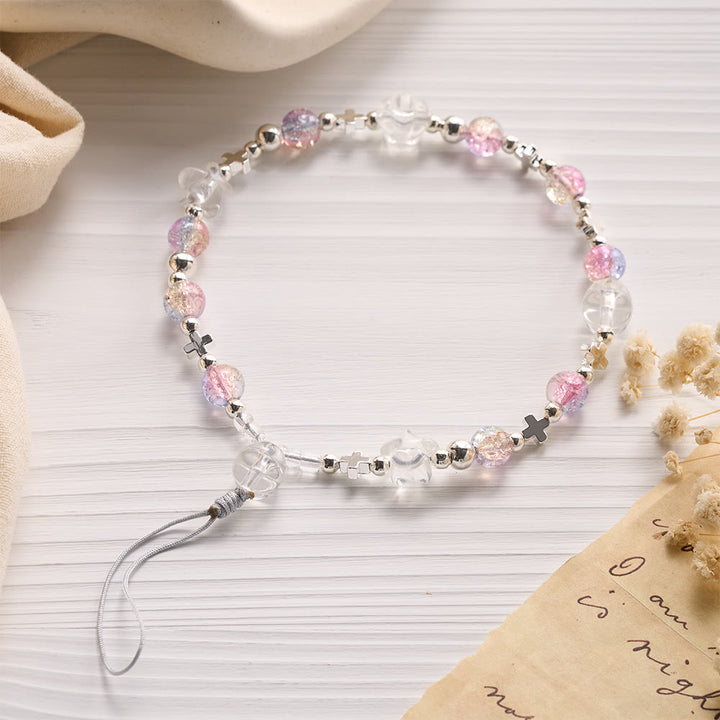 SolaceBeads Pastel Pink-Blue Gradient Glass &amp; Star Phone Charm: Soft Sparkle for Your Daily Carry - Pastel Pink &amp; Blue Gradient - image 0