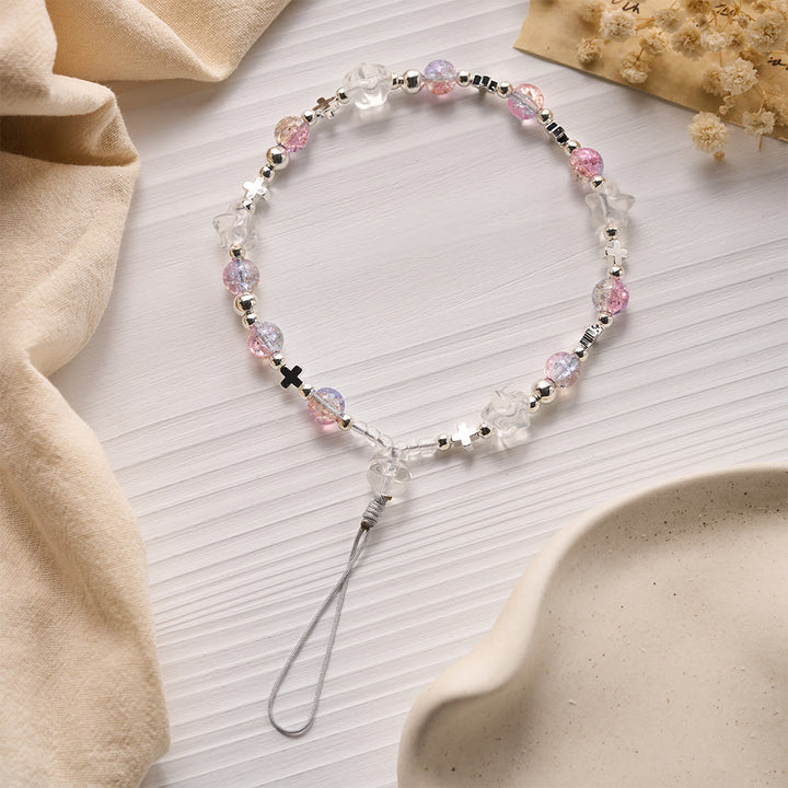 SolaceBeads Pastel Pink-Blue Gradient Glass &amp; Star Phone Charm: Soft Sparkle for Your Daily Carry - image 1