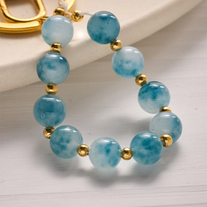 SolaceBeads Blue Chalcedony Keychain: Crucifix Tassel for Daily Blessing - image 2