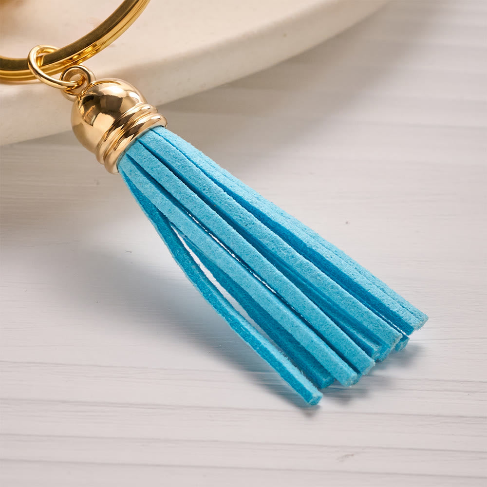 SolaceBeads Blue Chalcedony Keychain: Crucifix Tassel for Daily Blessing - image 3