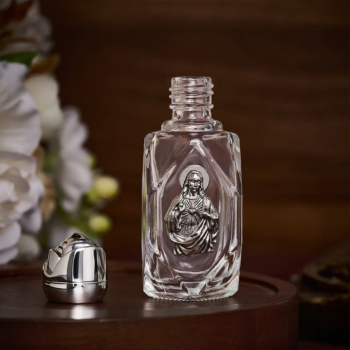 SolaceBeads Holy Water Bottle, Sacred Heart Image, Dual Tone Caps: Blessed Prayer Container - image 6