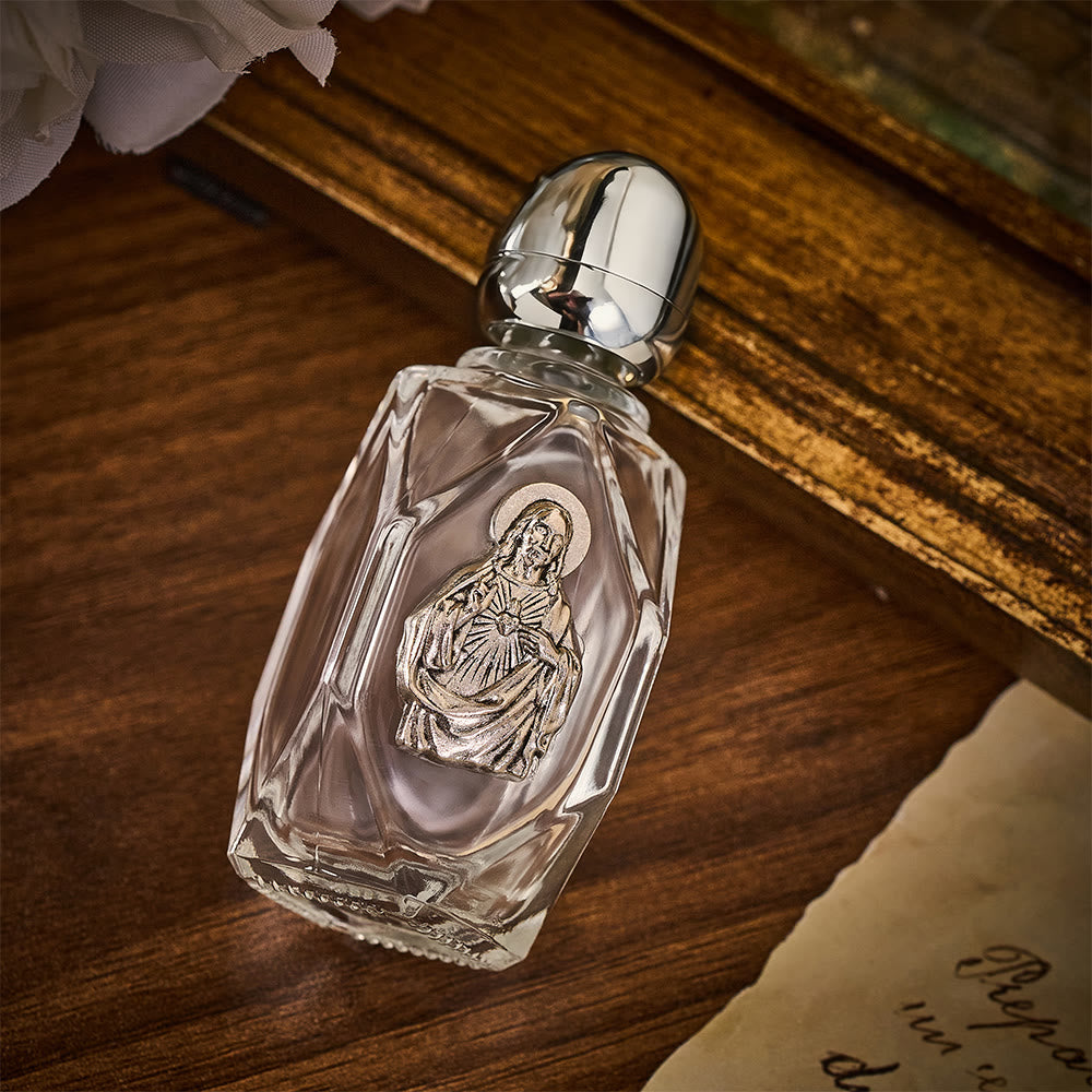 SolaceBeads Holy Water Bottle, Sacred Heart Image, Dual Tone Caps: Blessed Prayer Container - image 9