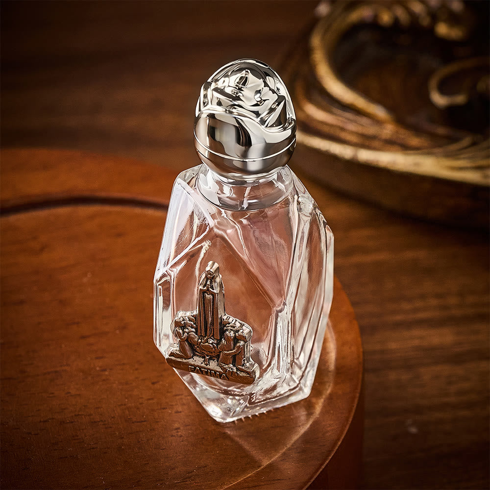 SolaceBeads Holy Water Bottle, Fatima Medal, Faceted Glass with Dual Tone Caps: Blessed Prayer Vessel - image 8