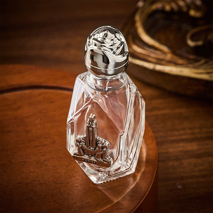 SolaceBeads Holy Water Bottle, Fatima Medal, Faceted Glass with Dual Tone Caps: Blessed Prayer Vessel - image 8