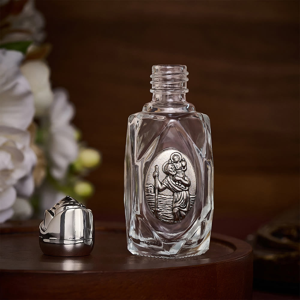 Solacebeads St. Christopher Polygon Glass Holy Bottle: Designed For Travel Blessings  - image 6