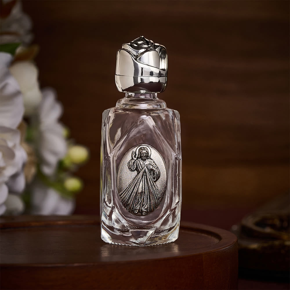 Solacebeads Divine Mercy Polygon Glass Holy Bottle: Blessed By Boundless Forgiving Merciful Grace - Silver - image 5