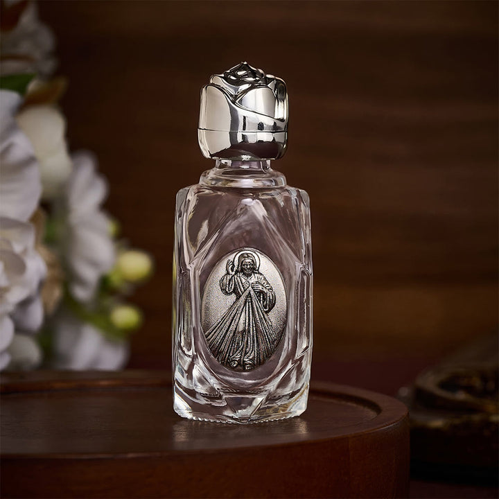 Solacebeads Divine Mercy Polygon Glass Holy Bottle: Blessed By Boundless Forgiving Merciful Grace - Silver - image 5
