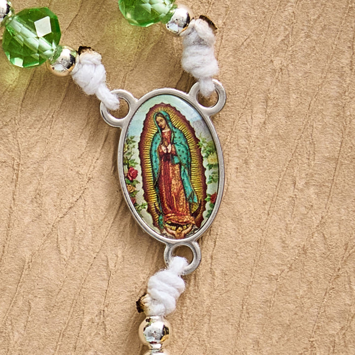 SolaceBeads Apple Green Crystal Rosary, Rose Beads, Guadalupe Medal: Gentle Light for Devotion - image 6