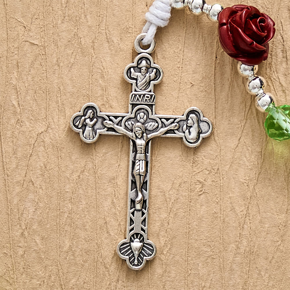 SolaceBeads Apple Green Crystal Rosary, Rose Beads, Guadalupe Medal: Gentle Light for Devotion - image 7