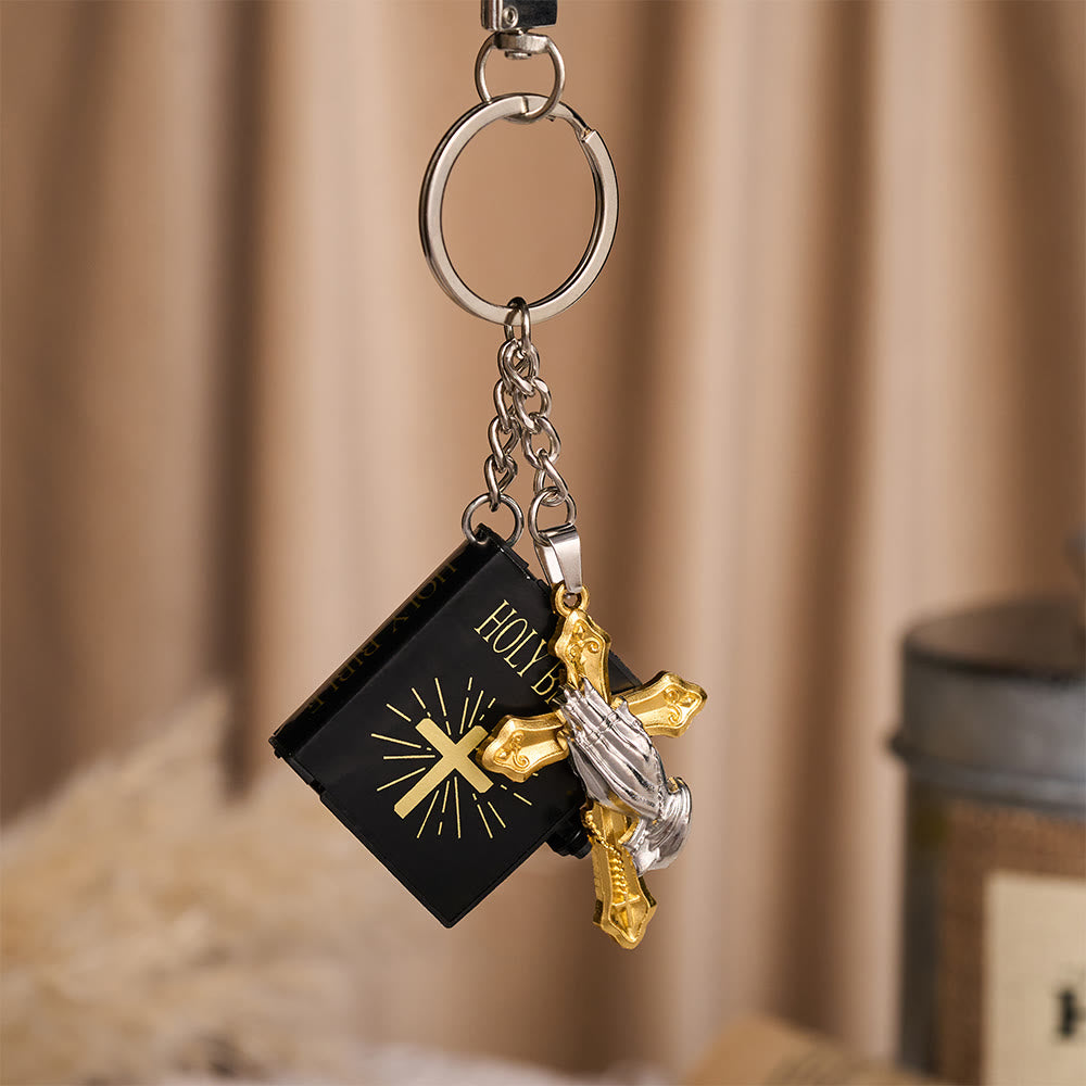 Solacebeads Mini Holy Bible &amp; Praying Hands Cross Keychain: Guard Your Daily Journey - image 9