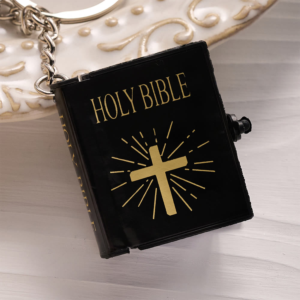 Solacebeads Mini Holy Bible &amp; Praying Hands Cross Keychain: Guard Your Daily Journey - image 3
