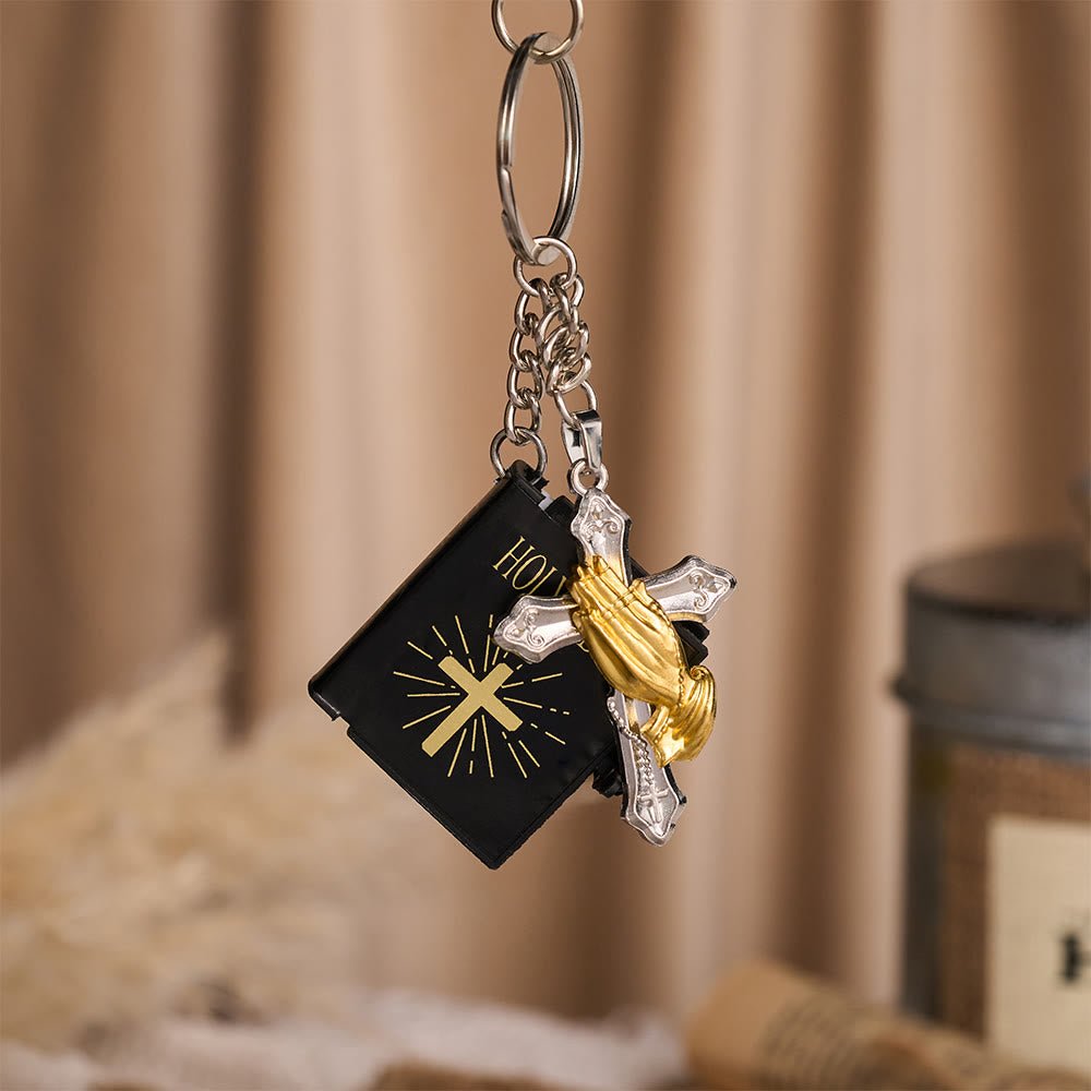 Solacebeads Mini Holy Bible &amp; Praying Hands Cross Keychain: Guard Your Daily Journey - image 8
