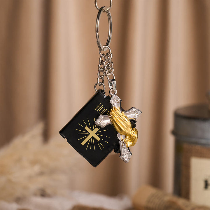 Solacebeads Mini Holy Bible &amp; Praying Hands Cross Keychain: Guard Your Daily Journey - image 8