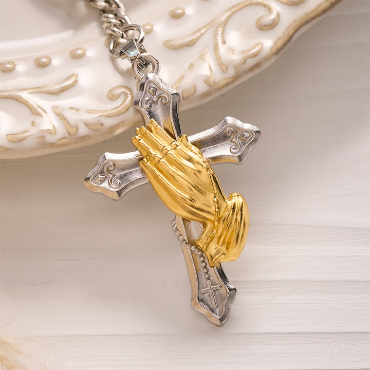 Solacebeads Mini Holy Bible &amp; Praying Hands Cross Keychain: Guard Your Daily Journey - image 5
