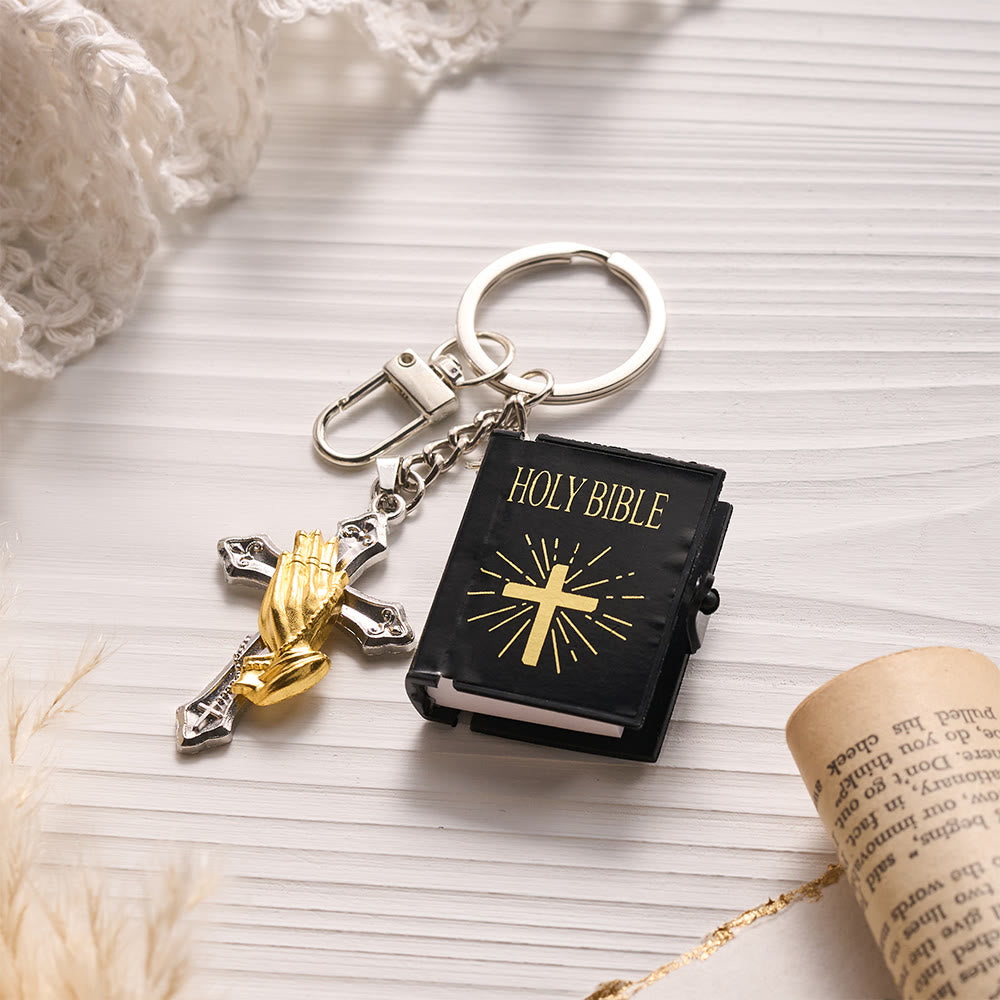 Solacebeads Mini Holy Bible &amp; Praying Hands Cross Keychain: Guard Your Daily Journey - image 11