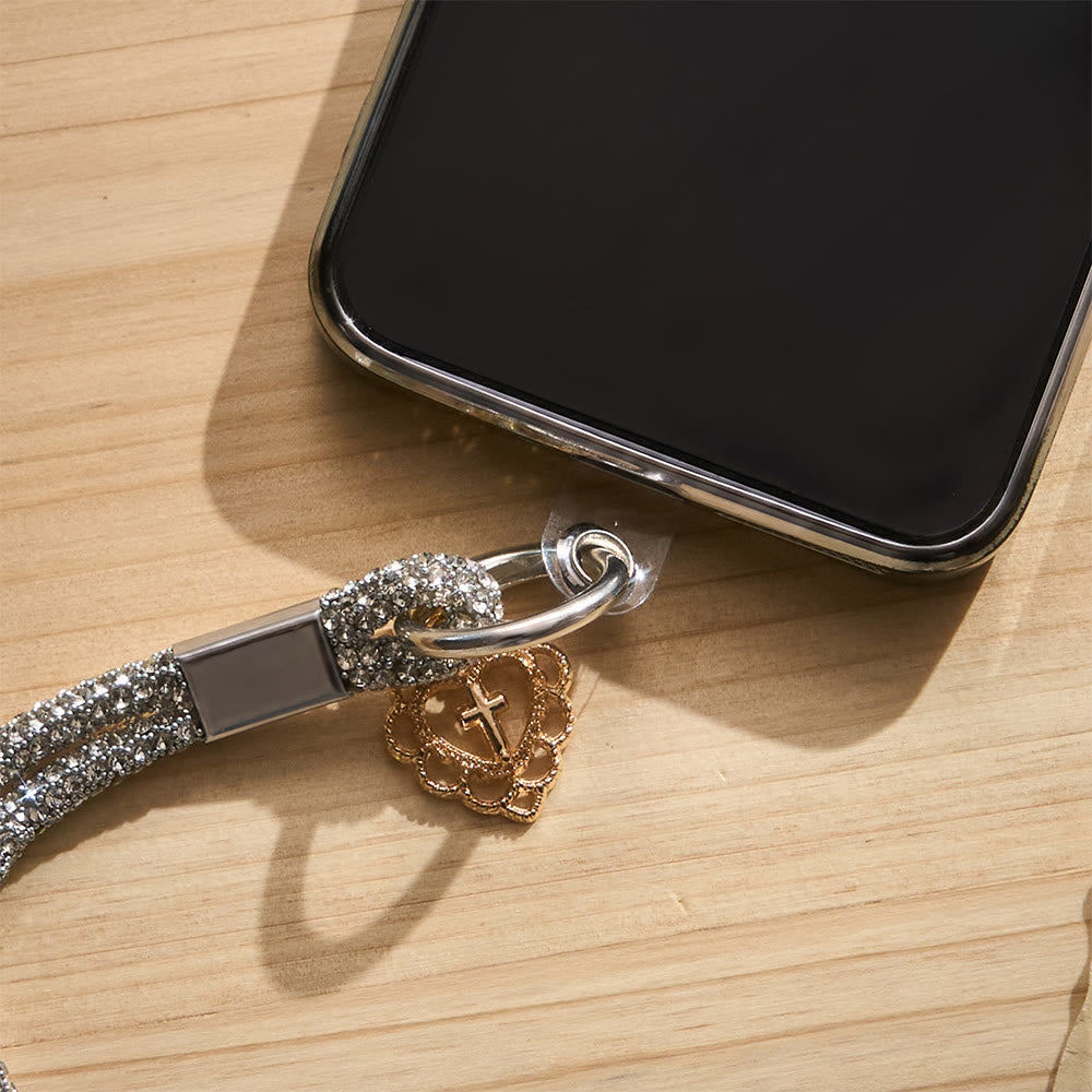 SolaceBeads Rhinestone Heart Cross Phone Charm Wrist Lanyard: Adorned With Faith Sparkle - image 10