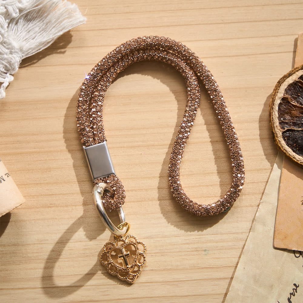 SolaceBeads Rhinestone Heart Cross Phone Charm Wrist Lanyard: Adorned With Faith Sparkle - image 11