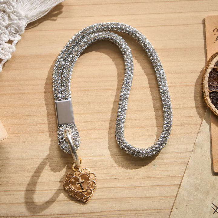 SolaceBeads Rhinestone Heart Cross Phone Charm Wrist Lanyard: Adorned With Faith Sparkle - image 12