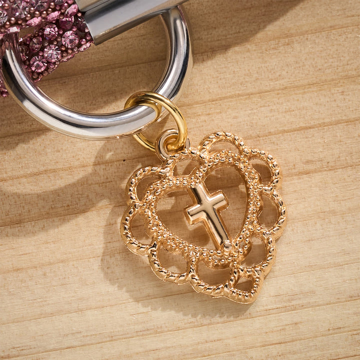 SolaceBeads Rhinestone Heart Cross Phone Charm Wrist Lanyard: Adorned With Faith Sparkle - image 4