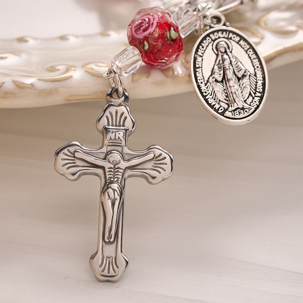 SolaceBeads Floral Glass Portable Amulet, Dual Religious Charms: Steadfast Devotion Blessing - image 5