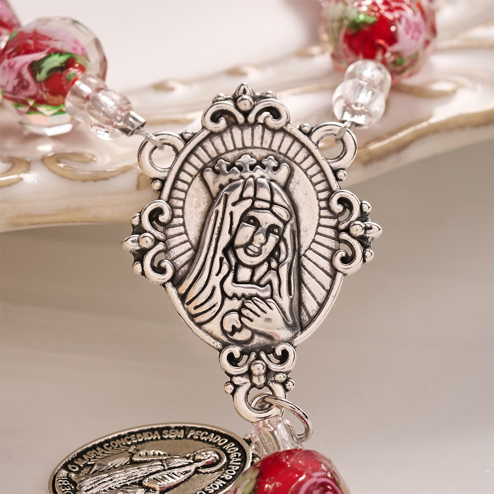 SolaceBeads Floral Glass Portable Amulet, Dual Religious Charms: Steadfast Devotion Blessing - image 4