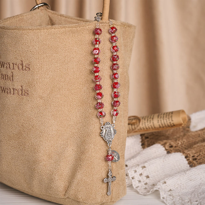 SolaceBeads Floral Glass Portable Amulet, Dual Religious Charms: Steadfast Devotion Blessing - image 2