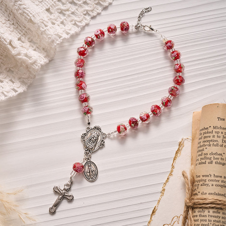 SolaceBeads Floral Glass Portable Amulet, Dual Religious Charms: Steadfast Devotion Blessing - image 1
