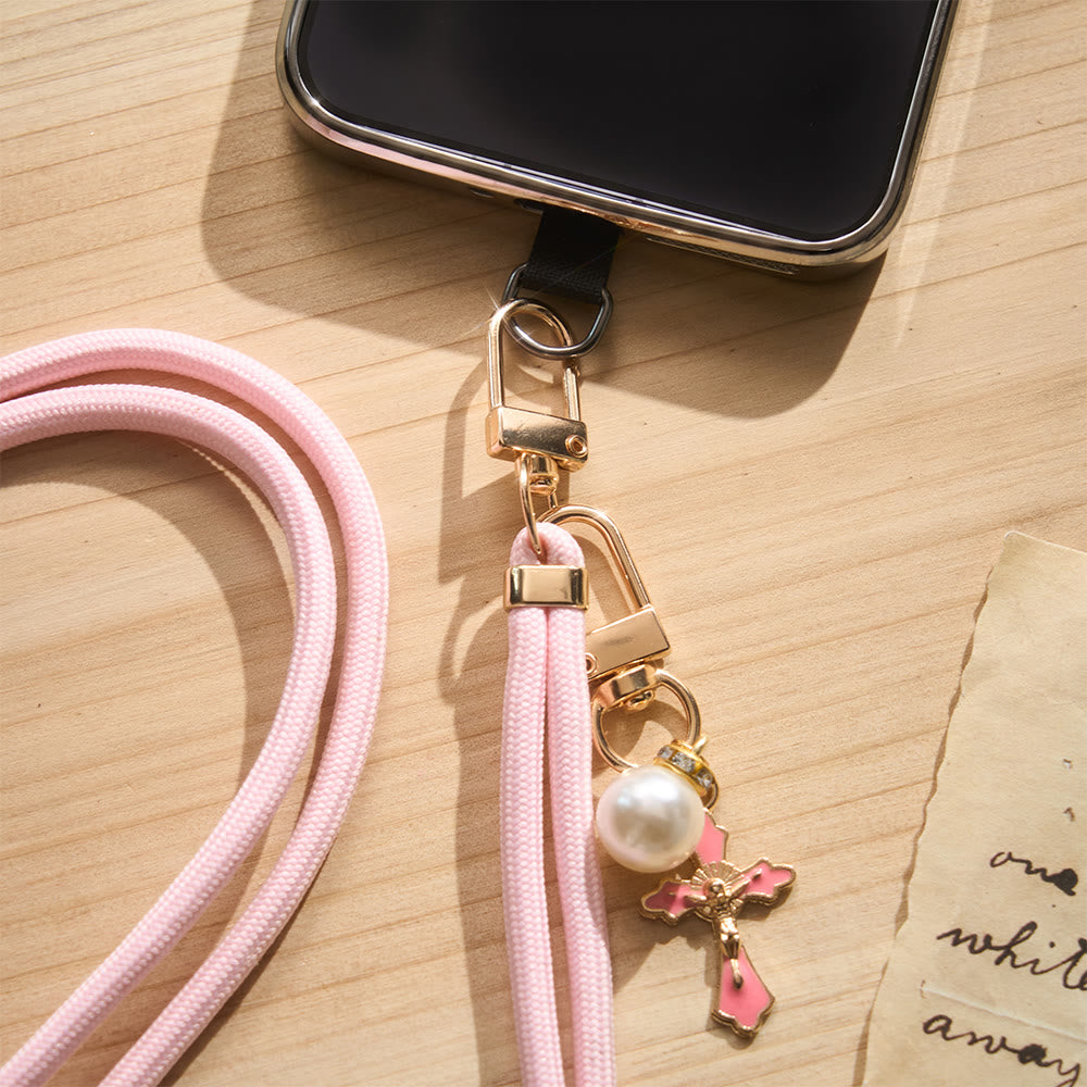 Solacebeads Adjustable Braided Crossbody Phone Charm &amp; Dainty Enamel Cross: Woven With Sacred Warmth - image 10