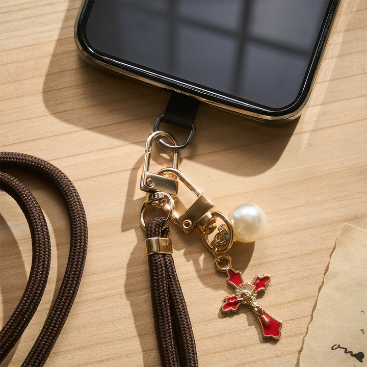 Solacebeads Adjustable Braided Crossbody Phone Charm &amp; Dainty Enamel Cross: Woven With Sacred Warmth - image 11