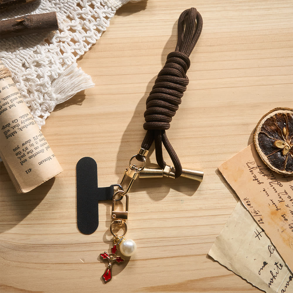 Solacebeads Adjustable Braided Crossbody Phone Charm &amp; Dainty Enamel Cross: Woven With Sacred Warmth - image 27