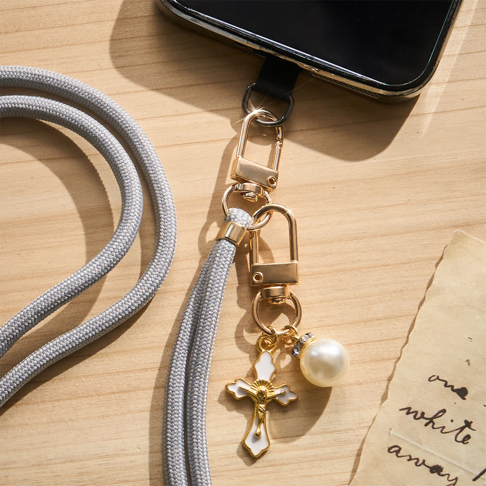 Solacebeads Adjustable Braided Crossbody Phone Charm &amp; Dainty Enamel Cross: Woven With Sacred Warmth - image 12