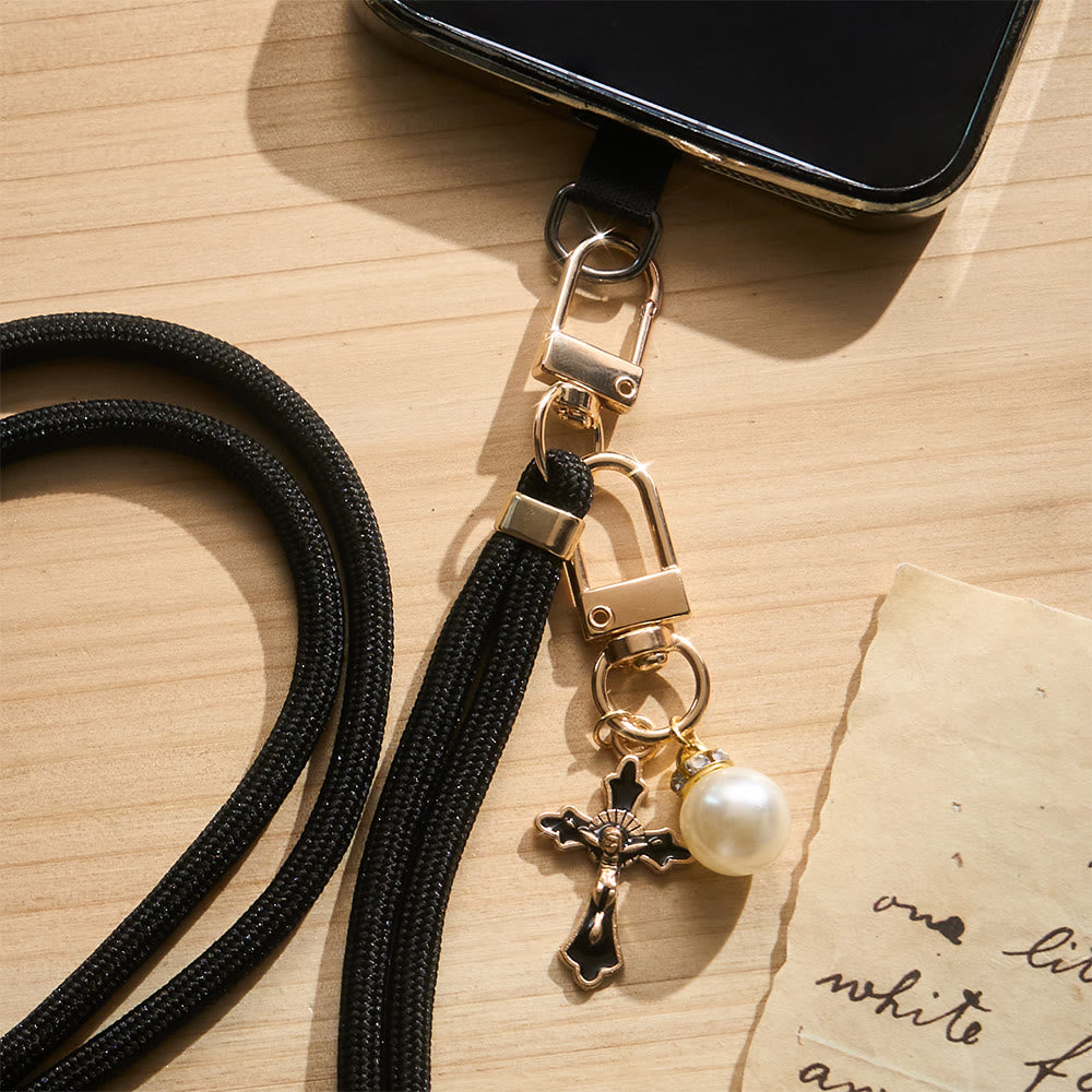 Solacebeads Adjustable Braided Crossbody Phone Charm &amp; Dainty Enamel Cross: Woven With Sacred Warmth - image 9