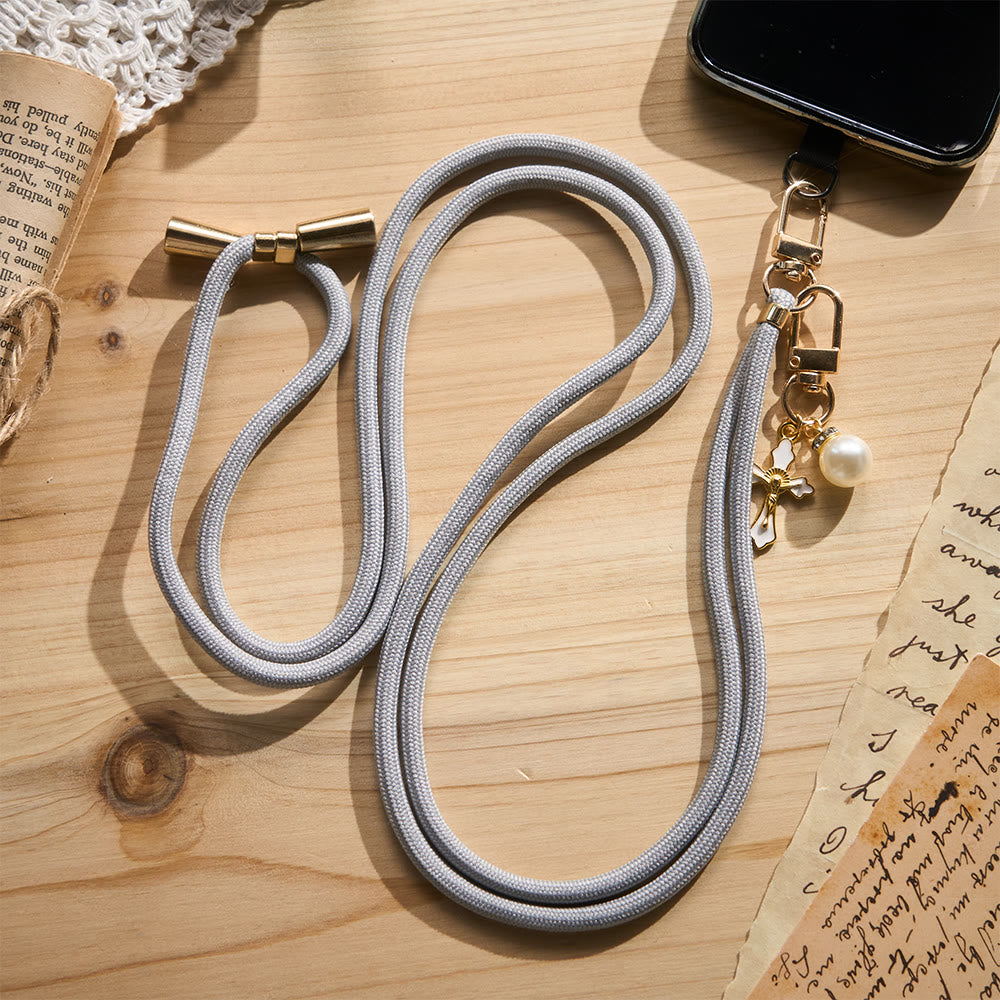 Solacebeads Adjustable Braided Crossbody Phone Charm &amp; Dainty Enamel Cross: Woven With Sacred Warmth - image 8