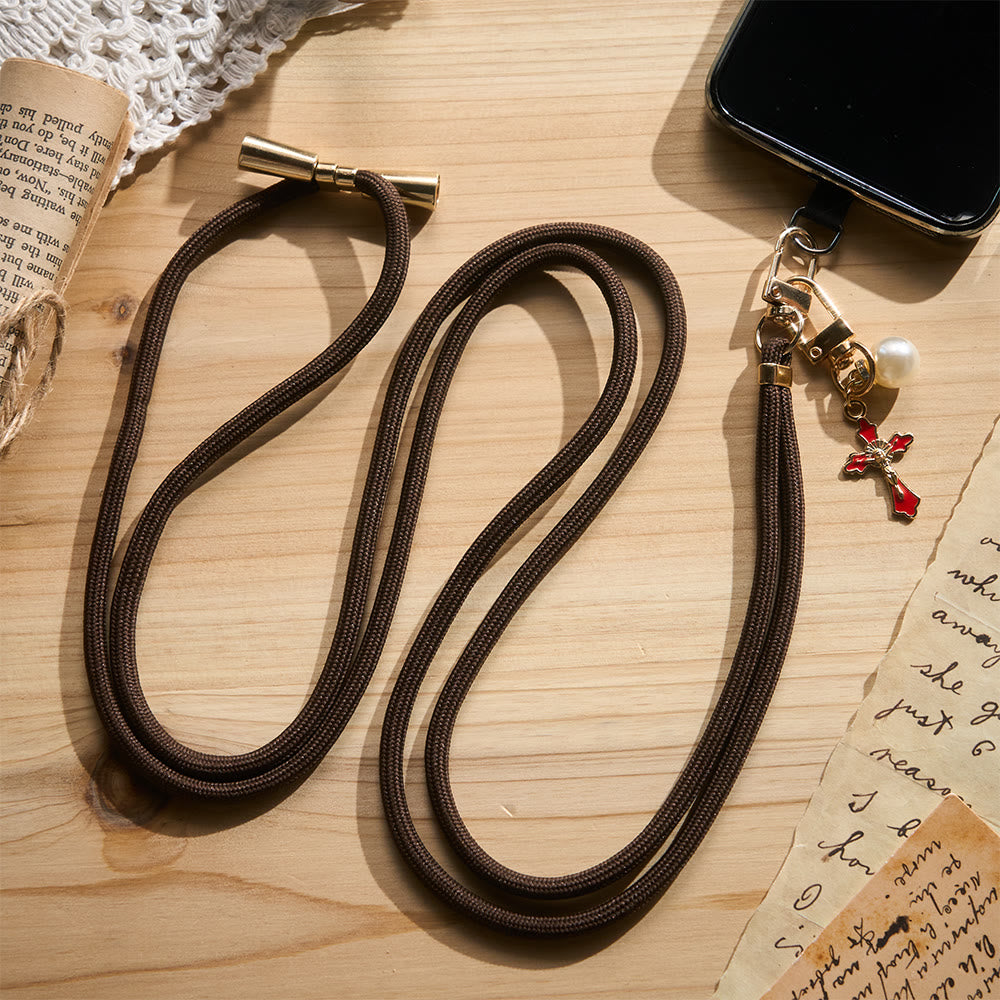 Solacebeads Adjustable Braided Crossbody Phone Charm &amp; Dainty Enamel Cross: Woven With Sacred Warmth - image 7