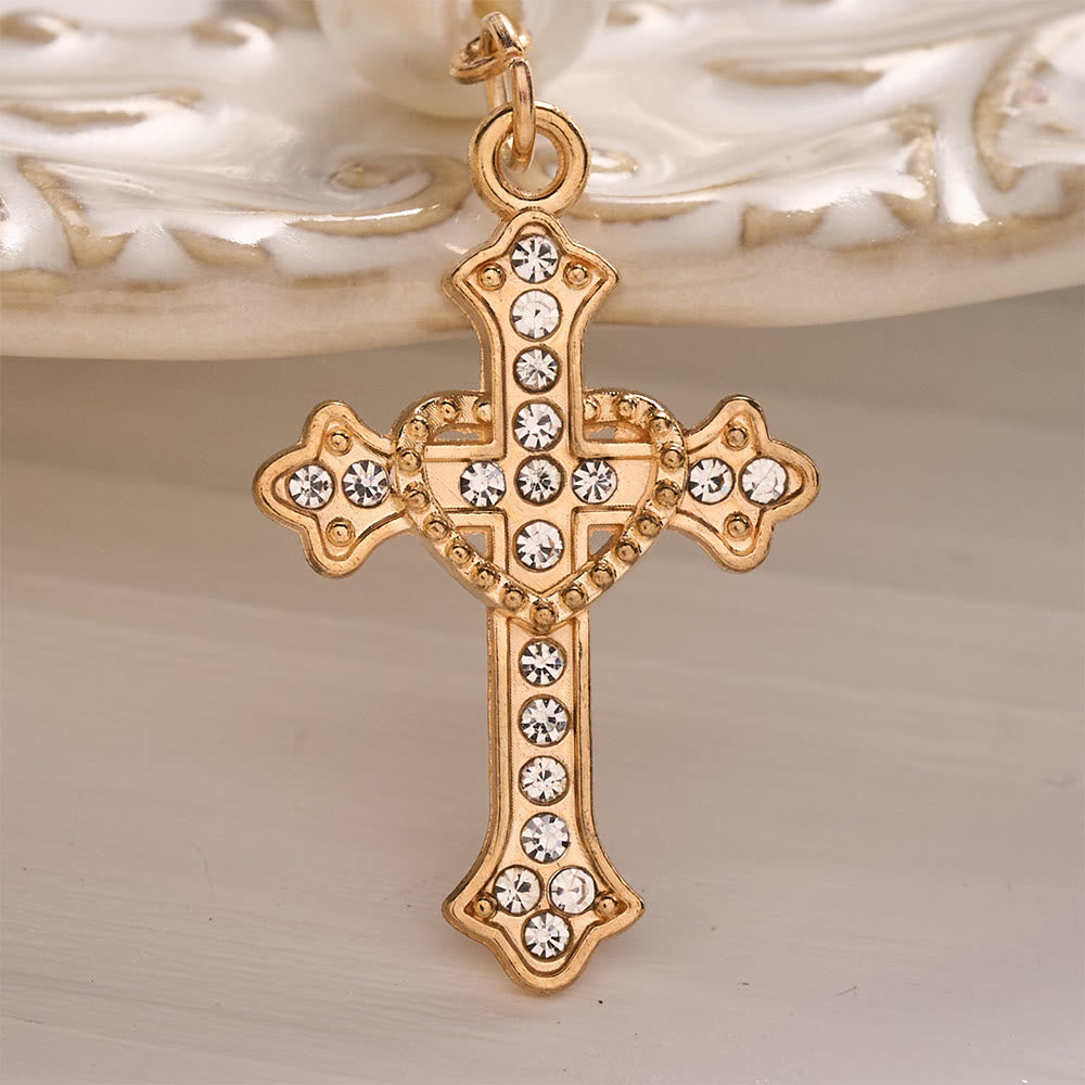 SolaceBeads Pearl Keychain, Gold Rhinestone Cross: Carry Gentle Divine Grace - image 8