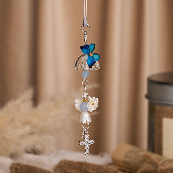 SolaceBeads Butterfly Floral Bag &amp; Phone Charm, Crystal Cross: Hopeful Blessed Light - image 5