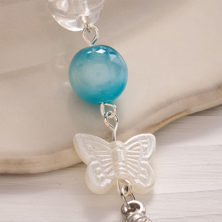 SolaceBeads Blue Rose Phone Charm, Butterfly &amp; Rose Cross: Divine Grace Blessing - image 3