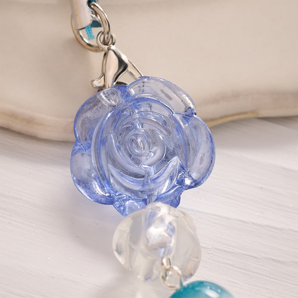 SolaceBeads Blue Rose Phone Charm, Butterfly &amp; Rose Cross: Divine Grace Blessing - image 2