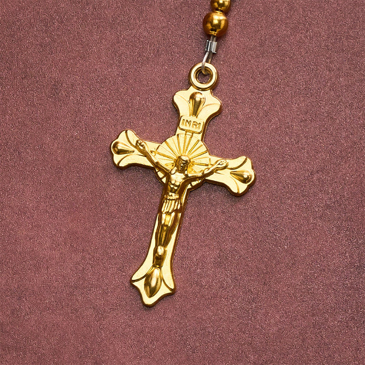 SolaceBeads Red Glass Pocket Rosary, Sacred Heart &amp; Crucifix: Divine Devotion - image 5