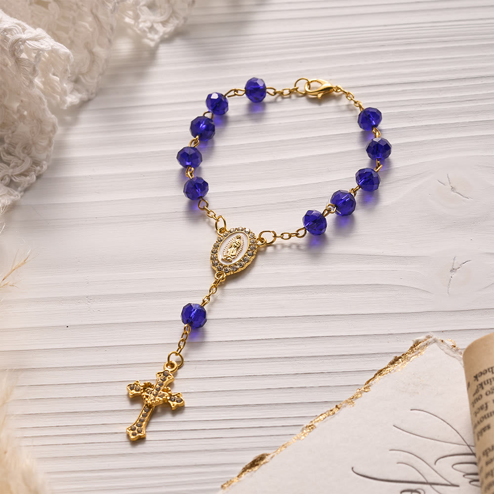 SolaceBeads Crystal Car Rosary, Assorted Colors, Guadalupe Medal: Faith Protection - image 9