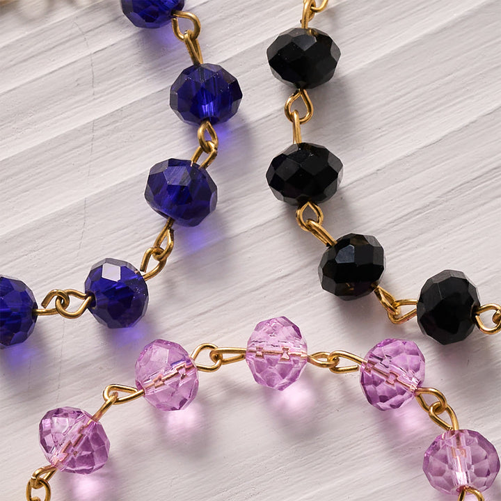 SolaceBeads Crystal Car Rosary, Assorted Colors, Guadalupe Medal: Faith Protection - image 2