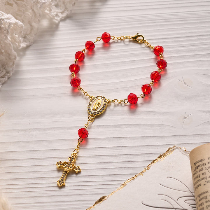 SolaceBeads Crystal Car Rosary, Assorted Colors, Guadalupe Medal: Faith Protection - image 6