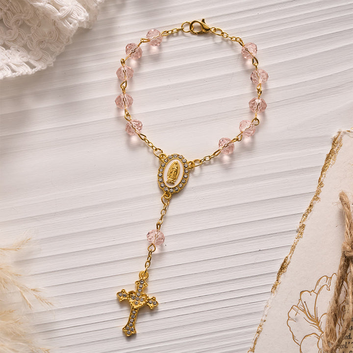SolaceBeads Crystal Car Rosary, Assorted Colors, Guadalupe Medal: Faith Protection - Pink - image 19
