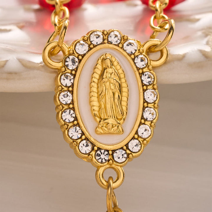 SolaceBeads Crystal Car Rosary, Assorted Colors, Guadalupe Medal: Faith Protection - image 3