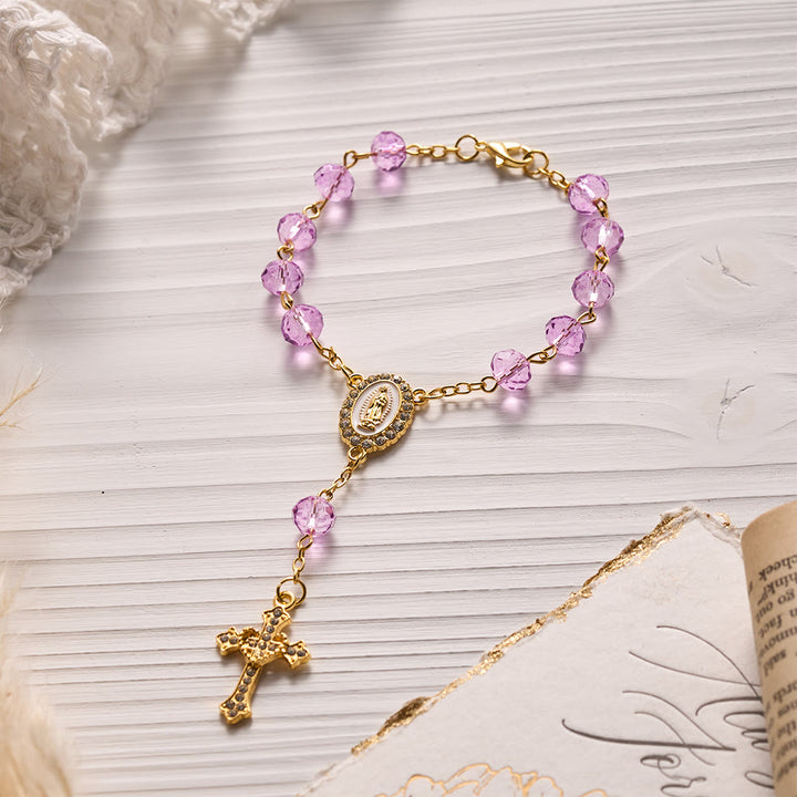 SolaceBeads Crystal Car Rosary, Assorted Colors, Guadalupe Medal: Faith Protection - image 12