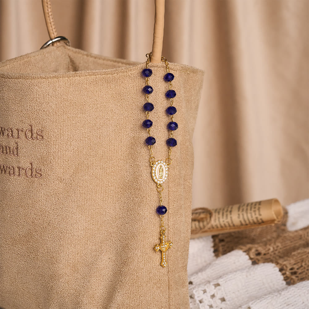 SolaceBeads Crystal Car Rosary, Assorted Colors, Guadalupe Medal: Faith Protection - image 10