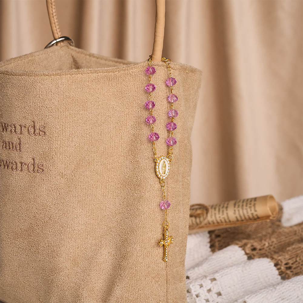 SolaceBeads Crystal Car Rosary, Assorted Colors, Guadalupe Medal: Faith Protection - image 13